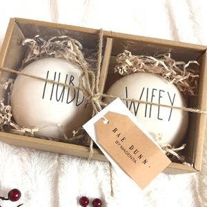Rae Dunn Wifey and Hubby Ornament Set